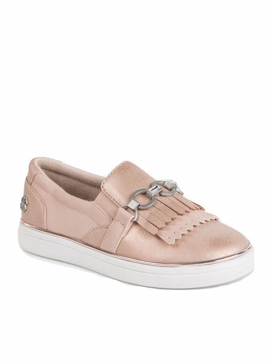 Girls PU Leather Slip-On Moccasins Pink