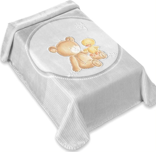 Belpla Blanket Spanish Nursery Swaddling Blankets Dralon 549 Velvet Gray with Animal 110x140cm