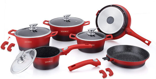 Royalty Line Royalty Line Kochgeschirr-Set aus Aluminiumguss mit roter Innenbeschichtung aus Stein 6-tlg