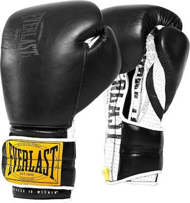 Everlast 1910 Classic Sparring Leather Boxing Competition Gloves Black