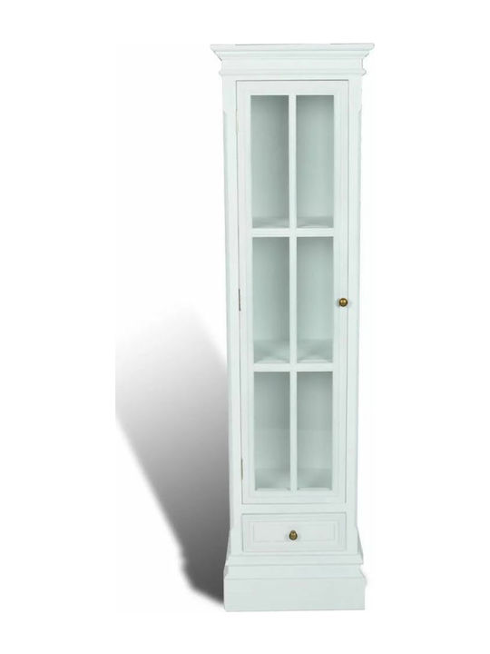 Free Standing Living Room Display Cabinet of MDF with Glass Λευκή 41x26x147cm