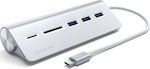 Satechi USB 3.0 Hub 5 Anschlüsse mit USB-C Verbindung Silber (ST-TCHCRS)