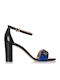 Mourtzi Leather Women's Sandals with Ankle Strap Blue