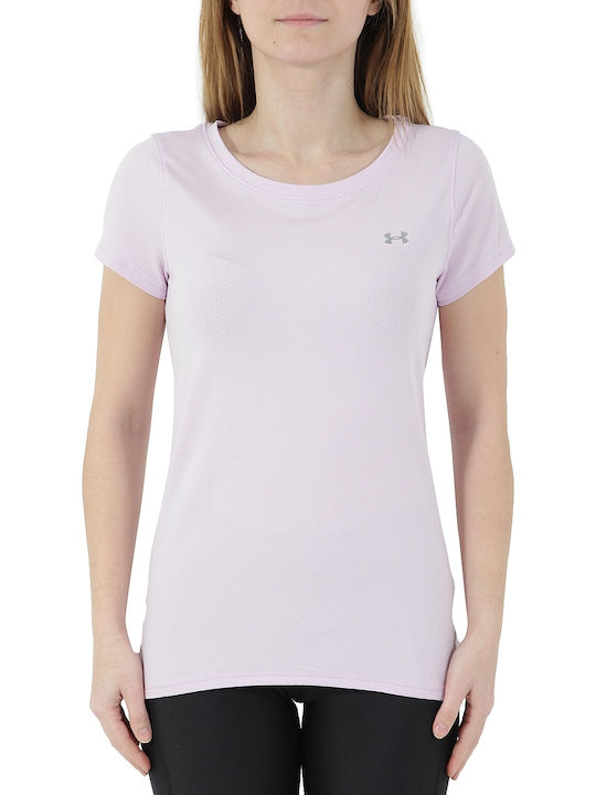 Under Armour HeatGear Γυναικείο Αθλητικό T-shirt Fast Drying Μωβ