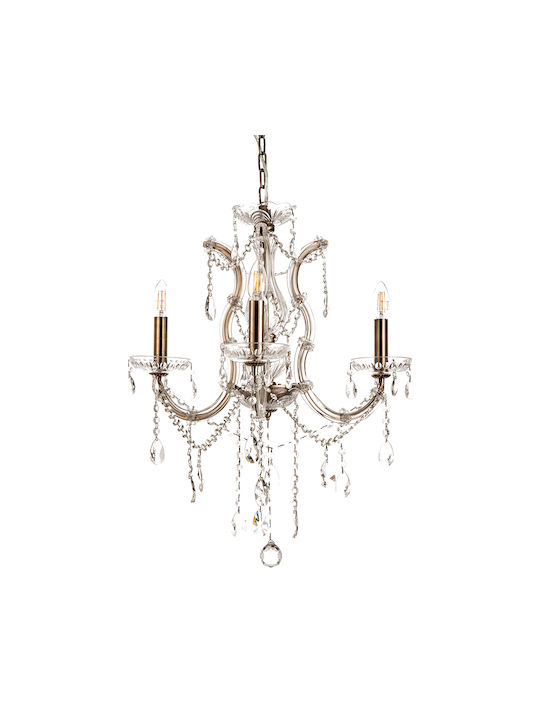 Inlight Kronleuchter 3xE14 mit Kerzen Transparent 5244-3-Οξυντέ