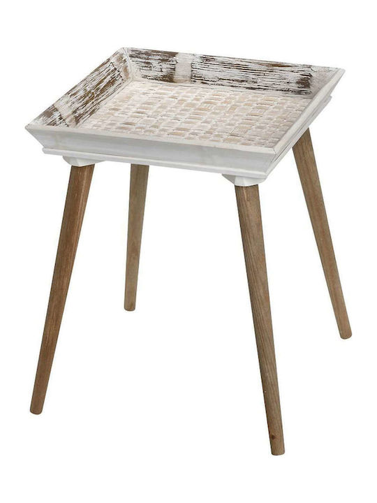 Square Wooden Side Table White L36xW36xH45cm