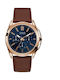 Guess Watch Chronograph Battery with Brown Leather Strap W1217G2