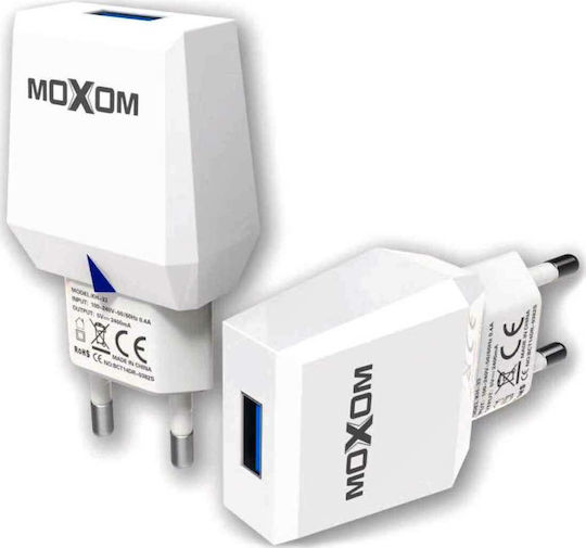 Moxom Charger Without Cable with USB-A Port Whites (KH-33)