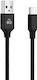 Powertech Braided USB 2.0 Cable USB-C Male to USB-A Black 1m