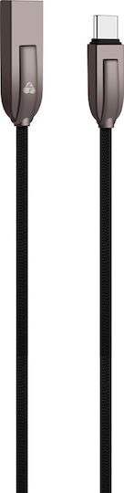 Powertech Braided USB 2.0 Cable USB-C male - USB-A female Μαύρο 1m PTR-0040