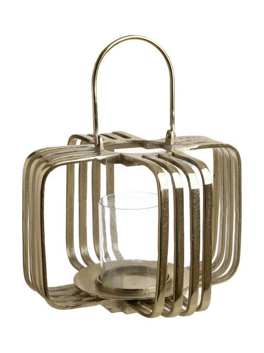 Inart Floortop Metallic Lantern Gold 39x39x30cm
