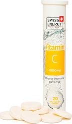 Swiss Energy Vitamin C Vitamin for Immune System Boost, Skin & Antioxidant Action 1000mg 20 eff. tabs