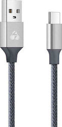 Powertech Braided USB 2.0 Cable USB-C male - USB-A male Ασημί 1m (PTR-0052)