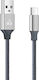 Powertech Braided USB 2.0 Cable USB-C male - USB-A Ασημί 1m PTR-0052