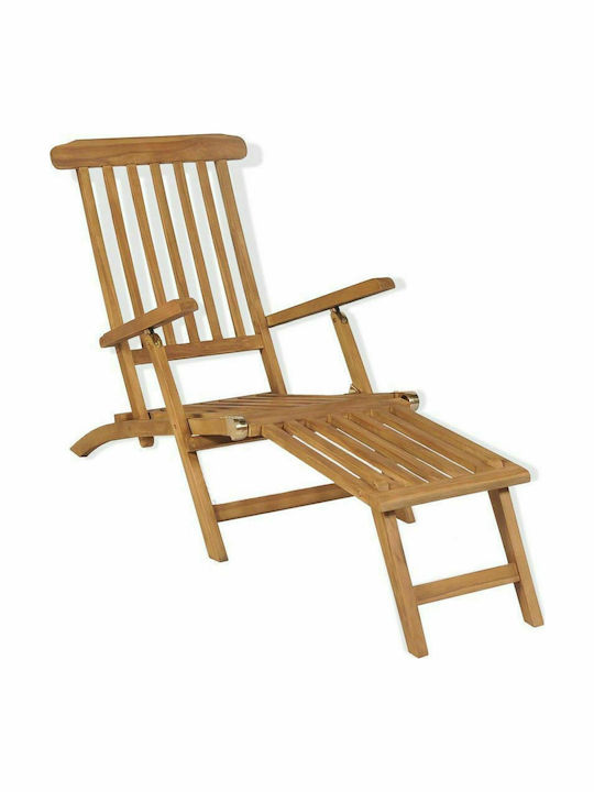 Deckchair Wooden Brown 158x61x90cm.