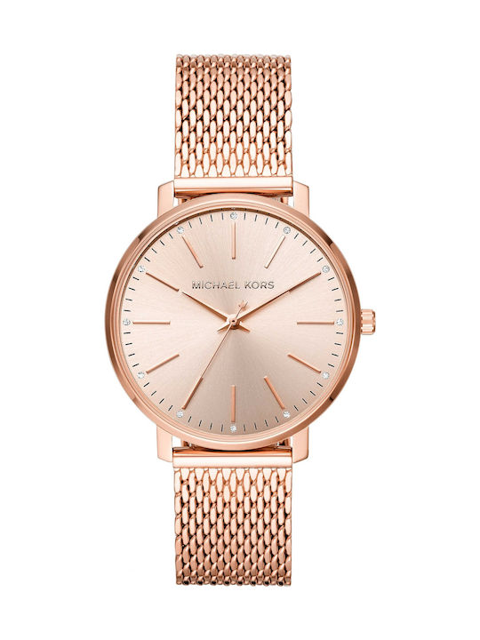 Michael Kors Pyper Γυναικείο Ρολόι 38mm Μπαταρίας με Ροζ Χρυσό Μεταλλικό Μπρασελέ