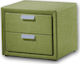 Bedside Table Modena with Fabric Upholstery Green 50x40x41.5cm