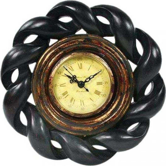 Artekko Wall Clock Wooden Black Ø20cm