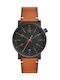 Fossil Barstow Three-hand Watch Battery with Brown Leather Strap