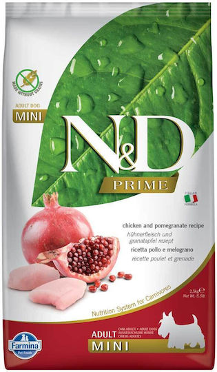Farmina N&D Grain Free Adult Mini 2.5kg Dry Food Grain-Free for Adult Small Breed Dogs with Chicken and Pomegranate