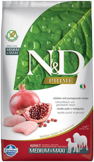 Farmina N&D Grain Free Adult Medium 12kg Dry Food Grain-Free for Adult Medium Breed Dogs with Chicken and Pomegranate