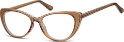 Sunoptic Plastic Eyeglass Frame Cat Eye Brown CP138E