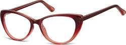 Sunoptic Plastic Eyeglass Frame Cat Eye Burgundy CP138B