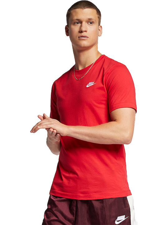 Nike Club Ανδρικό T-shirt Κοντομάνικο Κόκκινο