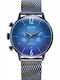 Welder Moody Herrenuhr 45mm Batterie mit Blau Metallarmband