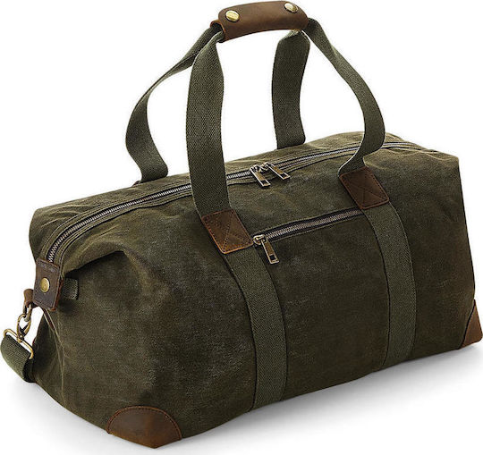 Quadra QD650 Heritage Waxed Canvas Holdall Sack Voyage 19lt Green Fabric L48xW24xH26cm