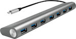 LogiLink USB 3.1 Hub 7 Θυρών με σύνδεση USB-C Ασημί