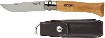 Opinel No.8 Inox Pocket Knife Brown with Blade made of Stainless Steel in Sheath