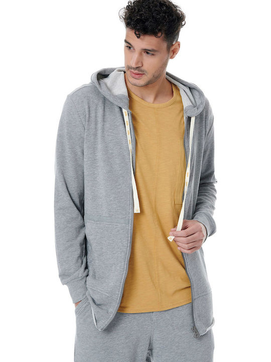 BodyTalk 1191-953022 Men's Sweatshirt Jacket with Hood and Pockets Grey Melange 1191-953022-54680