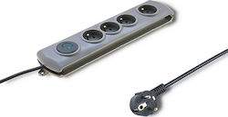 Qoltec Power Strip with Surge Protection 4 Positions with Switch and Cable 2.5m Gray