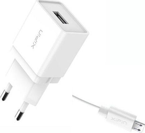 Xipin Φορτιστής με Θύρα USB-A και Καλώδιο micro USB Λευκός (EU-01)