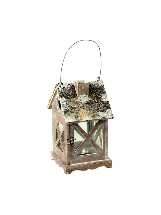 Lianos Lantern Wooden Tabletop Beige 14x17x25εκ. 1pcs