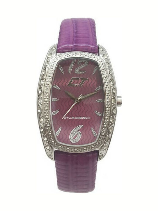 Chronotech Women's Watch with Purple Leather Strap