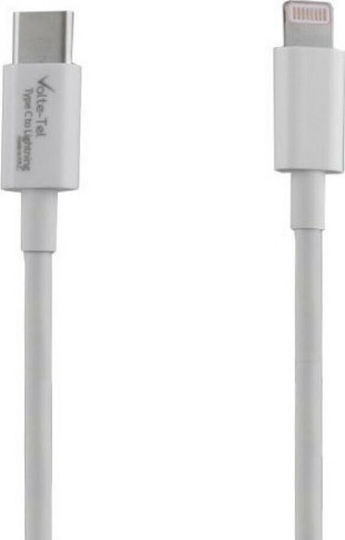 Volte-Tel USB-C to Lightning Cable Λευκό 1m (8228766)