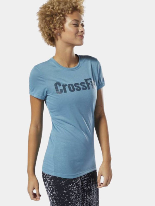 Reebok Crossfit Women's Athletic Blouse Short Sleeve Blue