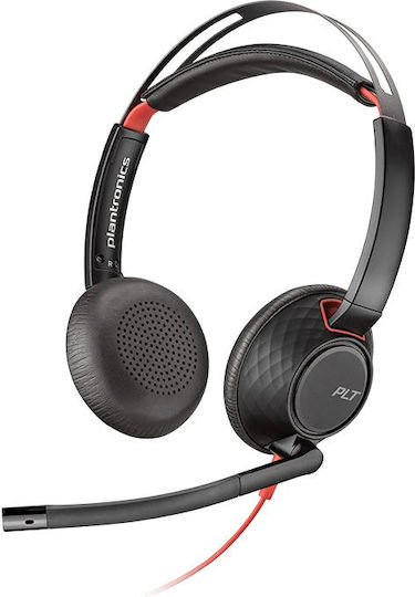 Plantronics Blackwire 5220 USB-C На ушите Мултимедийни слушалки с микрофон и връзка 3,5 мм жак / USB-C в Черен цвят