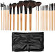 Tools for Beauty Professional Set with Makeup Brushes from Synthetic Bristle Wooden Black 24 Pieces