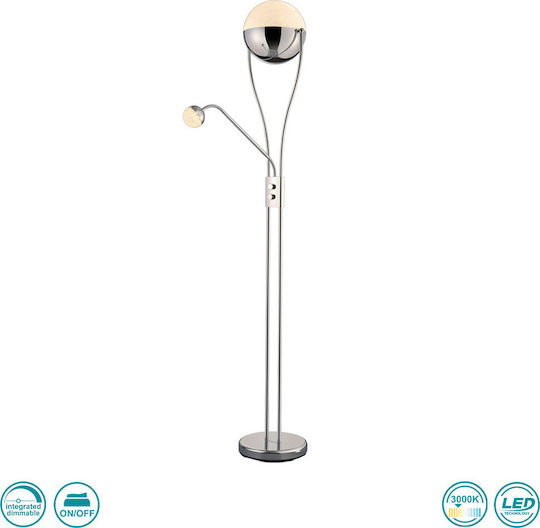 Trio Lighting Chris LED Floor Lamp H180xL52cm with Warm White Light 2000lm Chrome