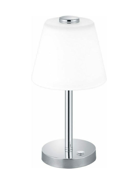 Trio Lighting Emerald Metal Table Lamp LED with White Shade and Silver Base