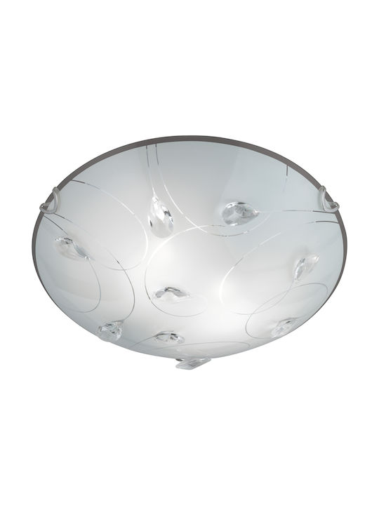 Trio Lighting Carbonado Μοντέρνα Γυάλινη Πλαφονιέρα Οροφής με Ντουί E27 σε Λευκό χρώμα 30cm