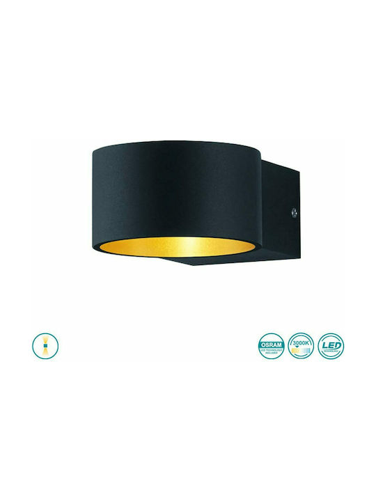 Trio Lighting Lacapo Modern Wandleuchte mit Integrierter LED und Warmweißes Licht Schwarz Breite 10cm