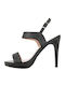 Maria Mare Women's Sandals Sillerslev with Strass Black with Thin High Heel