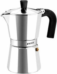 Monix Vitro Express Electric Stovetop Espresso Pot for 9 Cups Inox Silver