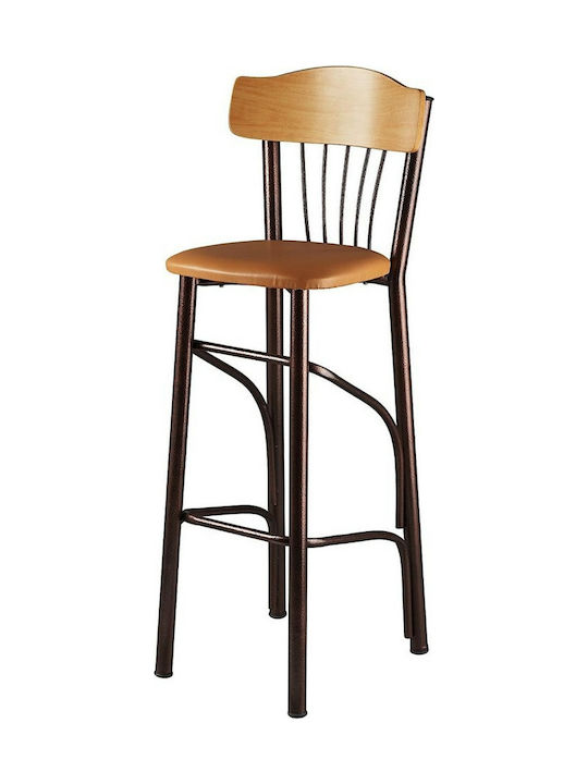 Stool Bar with Backrest Metallic Brown 44x43x107cm