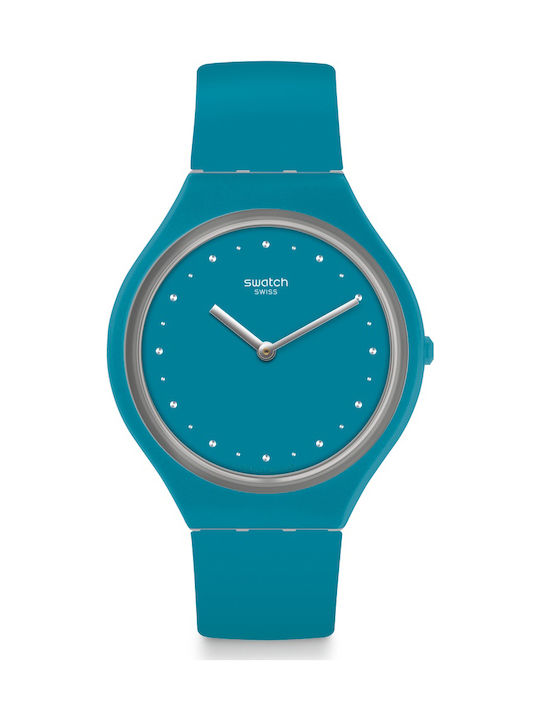 Swatch Skinautique Watch with Turquoise Rubber Strap