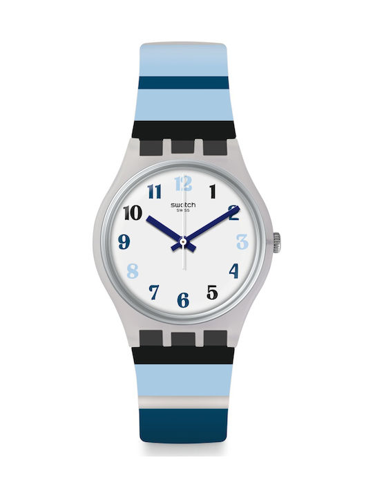 Swatch Night Sky Watch with Blue Rubber Strap